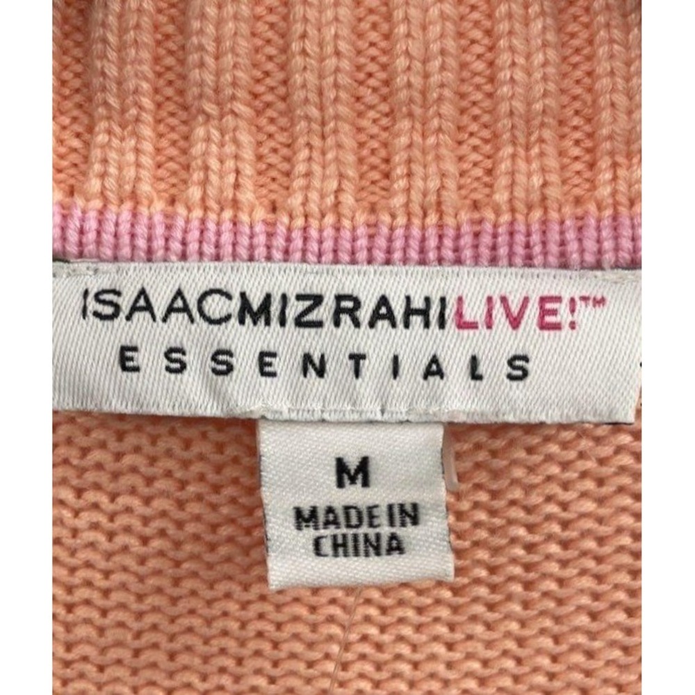 Isaac Mizrahi Live Essentials Peach Coral Cardigan Sweater V-Neck Longline SizeM - Picture 3 of 4